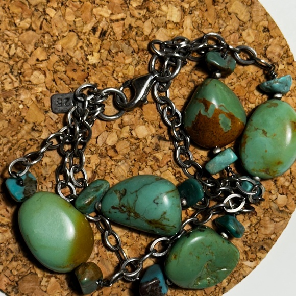 Turquoise and sterling silver bracelet - Picture 6 of 9